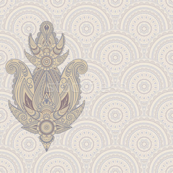 Stock photo: vector paisley design element on seamless eastern pattern