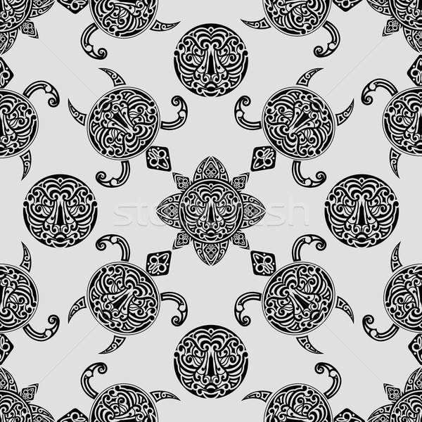 vector seamless pattern with polynesian symbols Stock photo © alexmakarova
