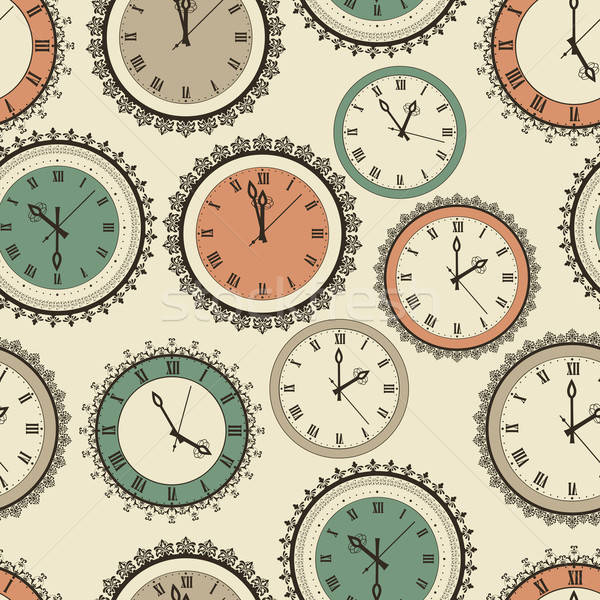 Vector Seamless Pattern with Vintage Clock Set Stock photo © alexmakarova