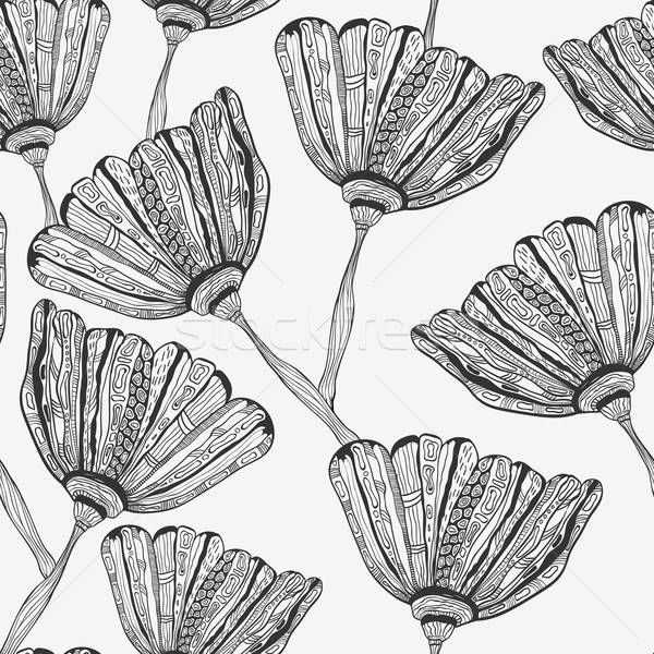 Vector Seamless Pattern with Bizarre Flowers Stock photo © alexmakarova