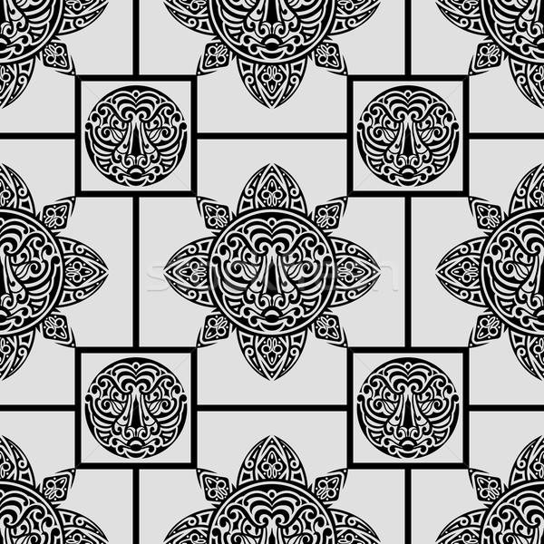 vector seamless pattern with polynesian symbols Stock photo © alexmakarova