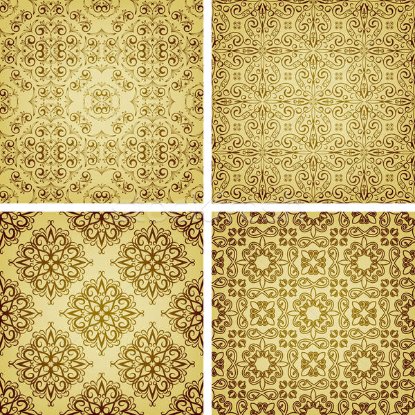 vector seamless golden patterns, oriental style Stock photo © alexmakarova