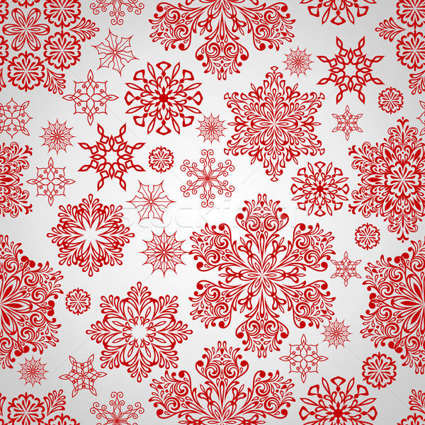 Vector Seamless Pattern with red snowflakes Stock photo © alexmakarova