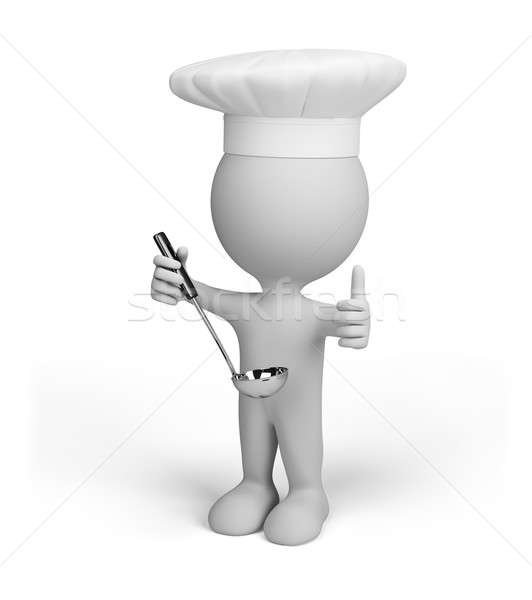 ストックフォト: 調理 · ひしゃく · 3D · 画像 · 白 · 男