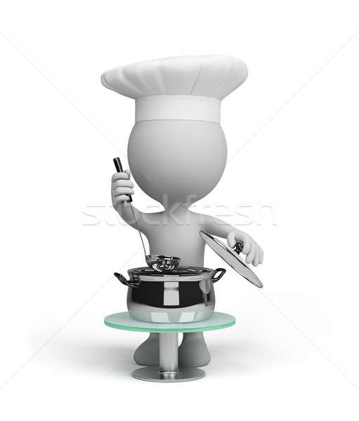 повар блюдо 3D изображение белый человека Сток-фото © AlexMas