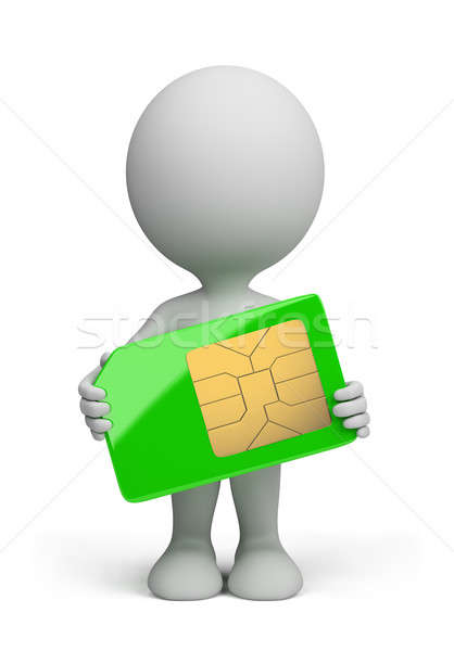 Stock photo: 3d person - sim card 