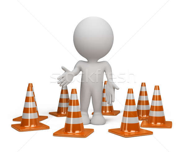 3d person with a traffic cone Stock photo © AlexMas
