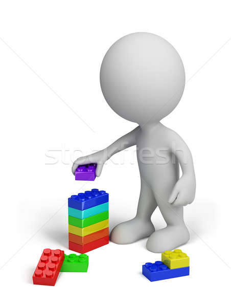 3d person plastic toy blocks Stock photo © AlexMas
