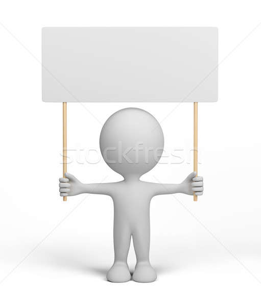 Foto stock: 3 · ª · persona · publicidad · hombre · 3d · blanco · cartel · 3D