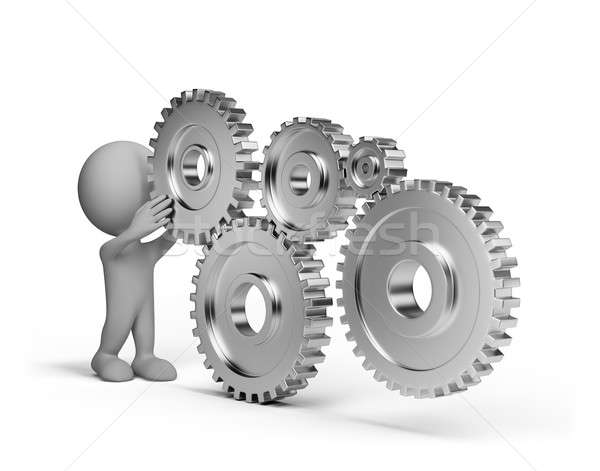 3d person with a gears wheel  Stock photo © AlexMas