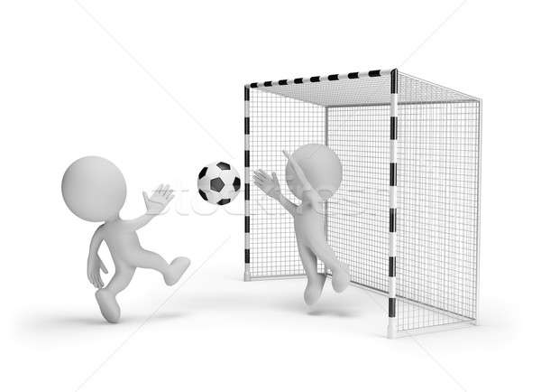 Piłkarz cel bramy 3D obraz Zdjęcia stock © AlexMas