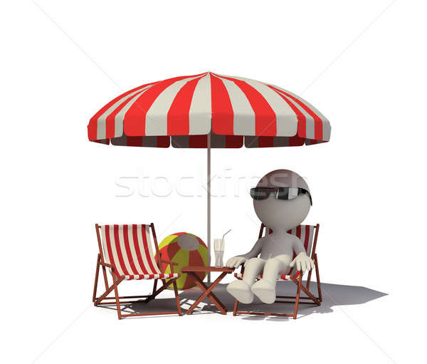 放鬆 海灘 男子 躺椅 3D 商業照片 © AlexMas