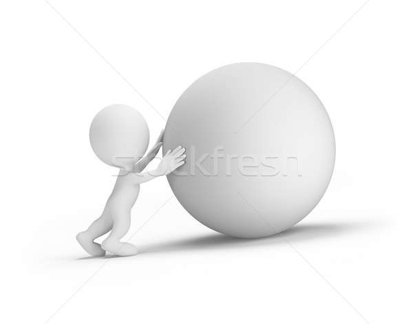 Stock photo: 3d person pushes the orb