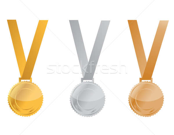 Three Medals of Achievement, gold, silver and bronze. inside are Stock photo © alexmillos