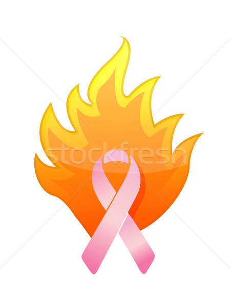 cancer pink burning ribbon illustration design over white Stock photo © alexmillos