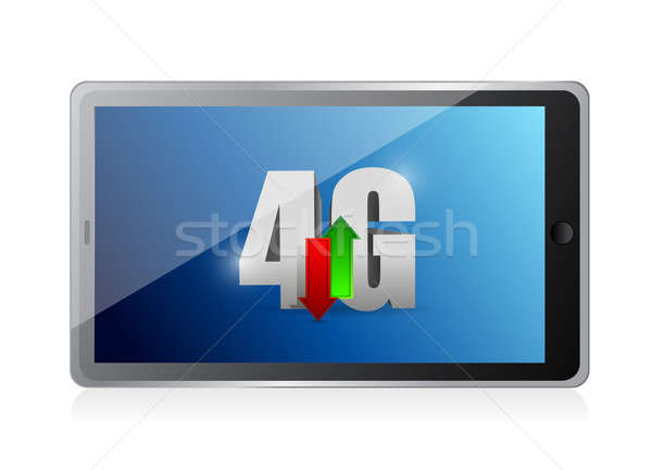 Tablet 4g verbinding illustratie ontwerp internet Stockfoto © alexmillos