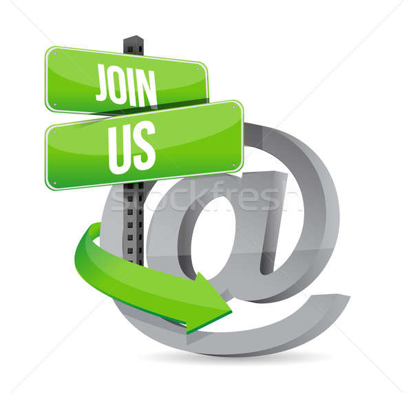 Stock photo: Join us internet at road sign illustration 