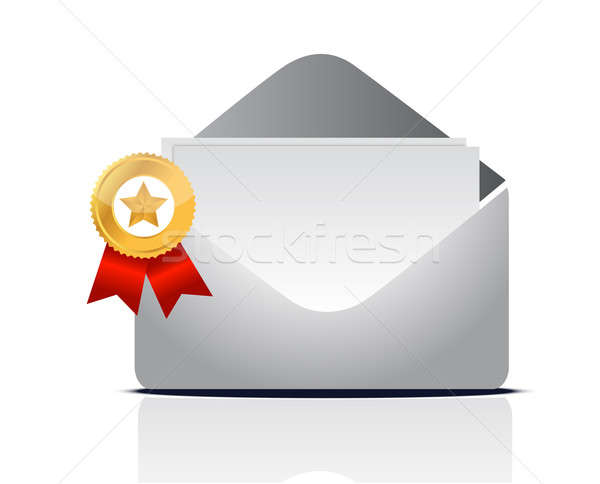 Envelop brief goud Rood badge illustratie Stockfoto © alexmillos