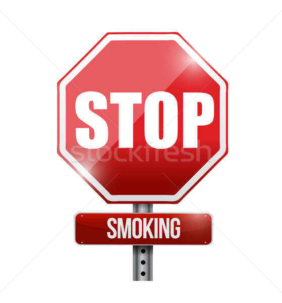 stop smoking road sign illustration design over a white backgrou Stock photo © alexmillos