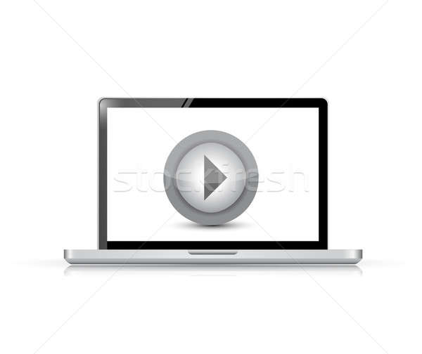 media player on a laptop illustration design over a white backgr Stock photo © alexmillos