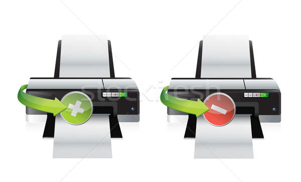 printer plus and minus icons illustration design over a white ba Stock photo © alexmillos