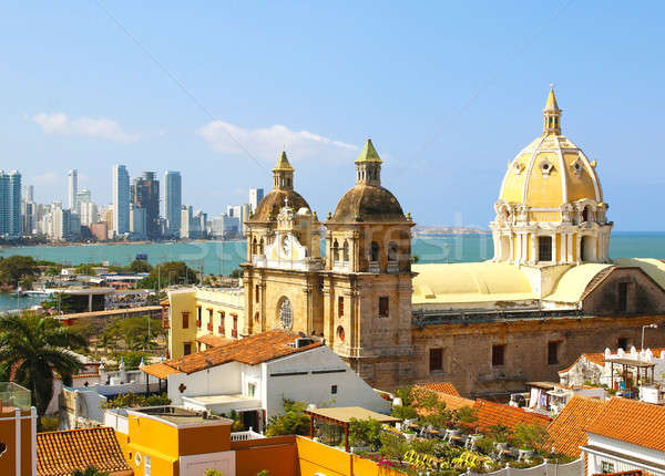 Historic center of Cartagena, Colombia with the Caribbean Sea Stock photo © alexmillos