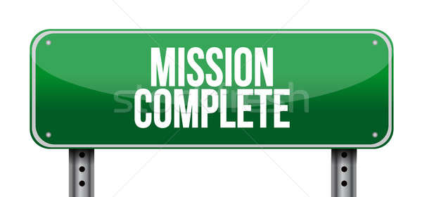 Stock photo: mission complete road sign concept