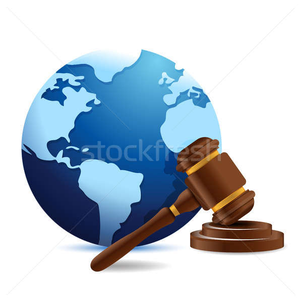 international globe and gavel Stock photo © alexmillos