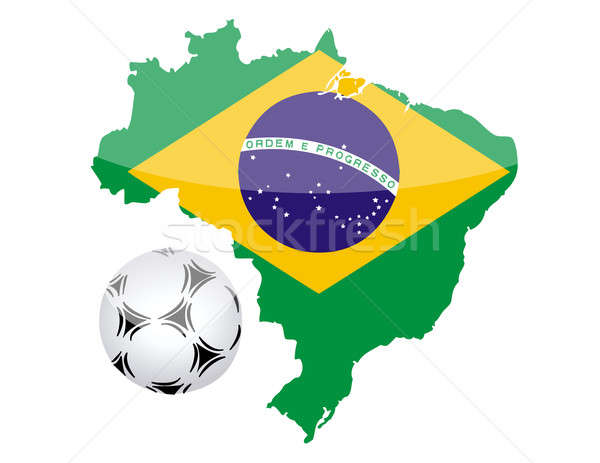 Foto stock: Bandeira · mapa · normal · futebol · isolado · branco