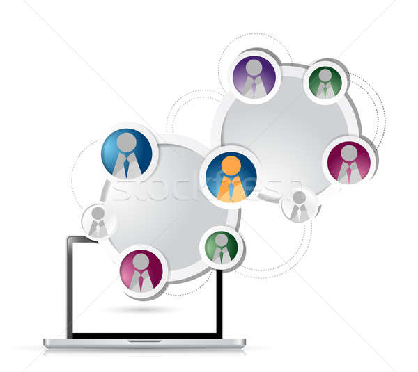 laptop social network circle colorloop business, template illust Stock photo © alexmillos