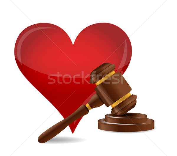 Gavel marriage concept illustration design over a white backgrou Stock photo © alexmillos