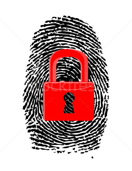 Finger Print with closed, red u-lock illustration design over wh Stock photo © alexmillos