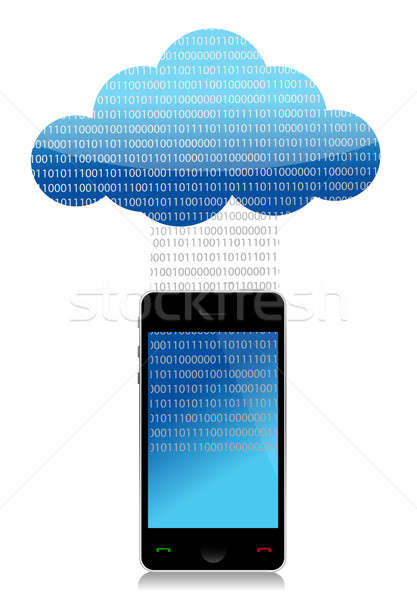 Stock foto: Mobile · Cloud · Computing · Umbuchung · Illustration · Design