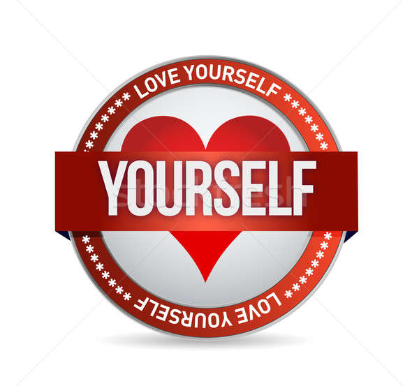 Love Yourself badge illustration design over white Stock photo © alexmillos
