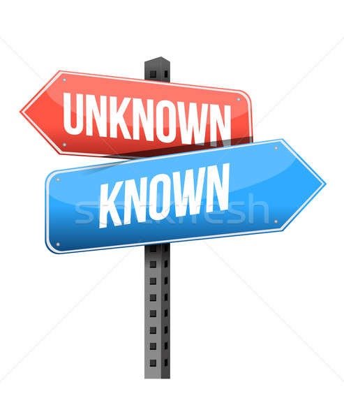 known, unknown road sign illustration design over a white backgr Stock photo © alexmillos