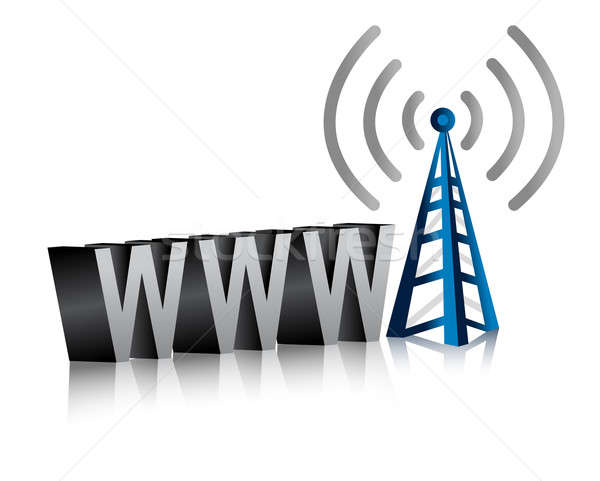 WWW wi-fi башни иллюстрация дизайна белый Сток-фото © alexmillos