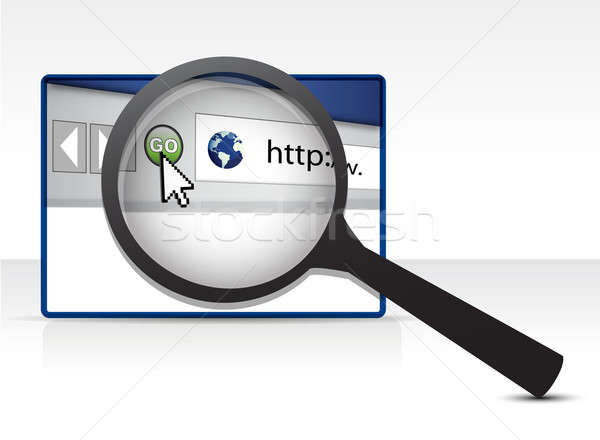 browser under a magnify glass illustration design over white Stock photo © alexmillos