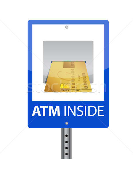 ATM 簽署 插圖 設計 白 牆 商業照片 © alexmillos