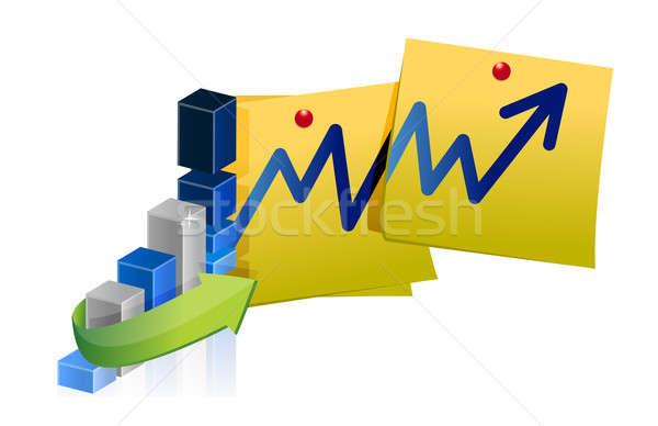 Blauw zakelijke grafiek post illustratie financieren corporate Stockfoto © alexmillos