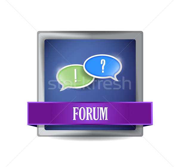 Forum icône bouton illustration design blanche [[stock_photo]] © alexmillos