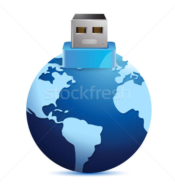 Stock fotó: Usb · dugó · Föld · földgömb · üzlet · térkép