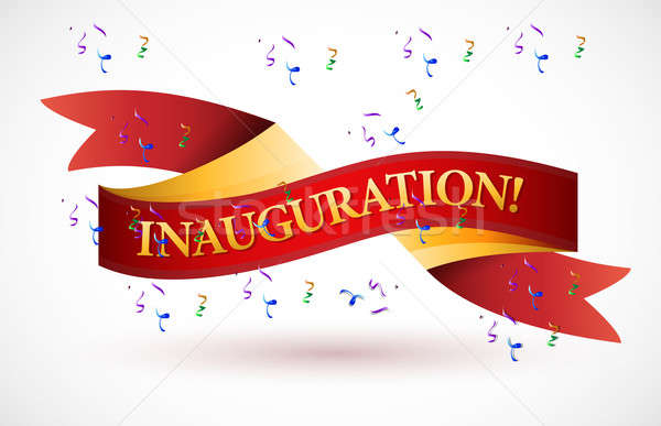 Inauguration red waving ribbon banner Stock photo © alexmillos