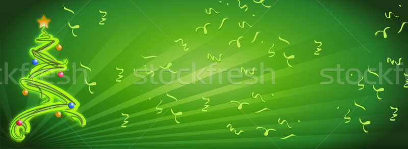 Green christmas tree banner illustration Stock photo © alexmillos