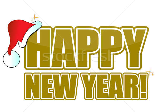 Or happy new year texte chapeau heureux lumière [[stock_photo]] © alexmillos
