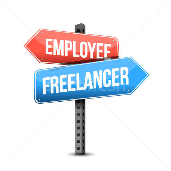 employee or freelancer road sign illustration design over white Stock photo © alexmillos