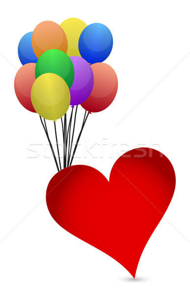 Foto stock: Balões · coração · festa · aniversário · verde · vermelho