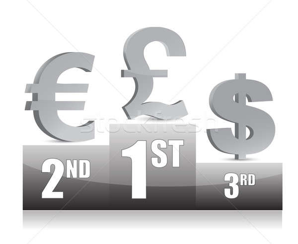 Dollar euros yen signes podium argent [[stock_photo]] © alexmillos