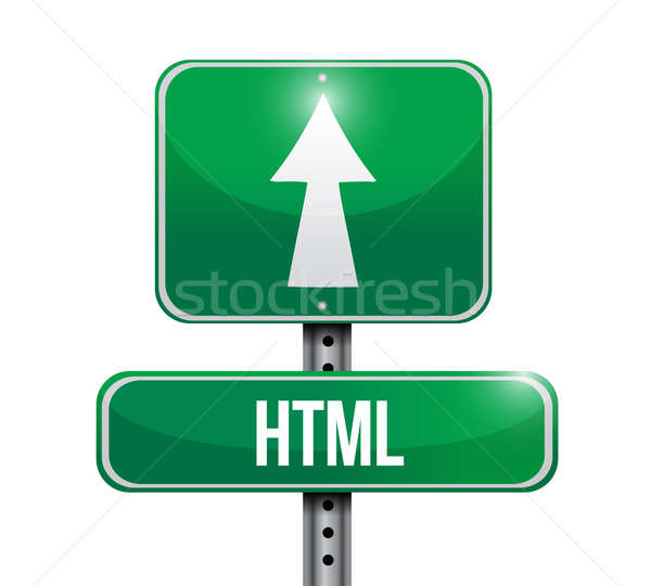 Zdjęcia stock: Html · znak · drogowy · ilustracja · biały · zielone · ruchu
