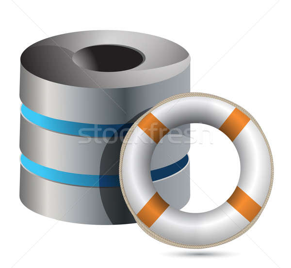 life belt with a Server tower illustration design Stock photo © alexmillos