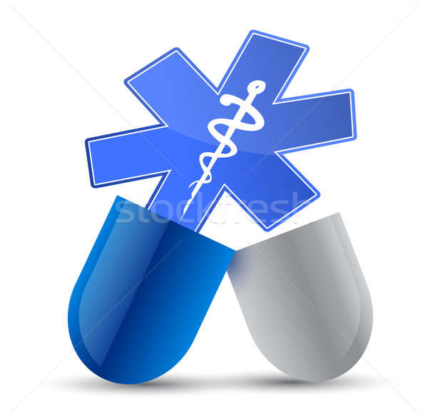 medical pill illustration design over a white background design Stock photo © alexmillos